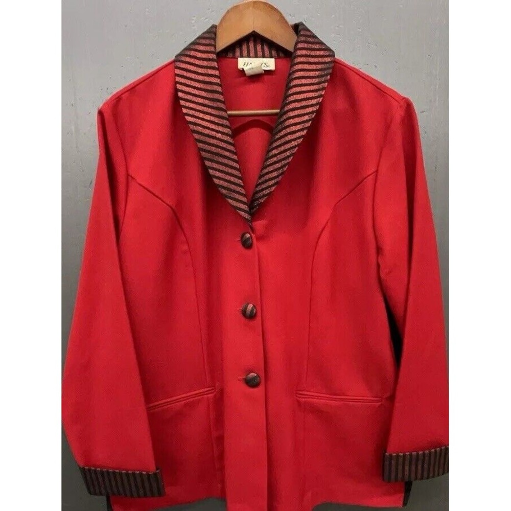 Womens Blazer 18 Red Black Holiday Christmas Valentine USA Made Career Vintage